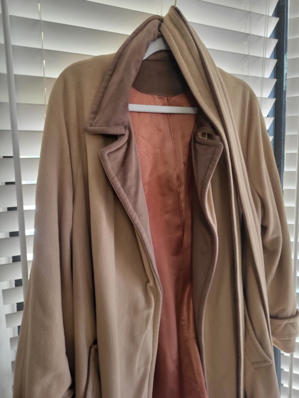 Vintage Miracle Beige Coat with Brown Trim - Picture 3 of 6